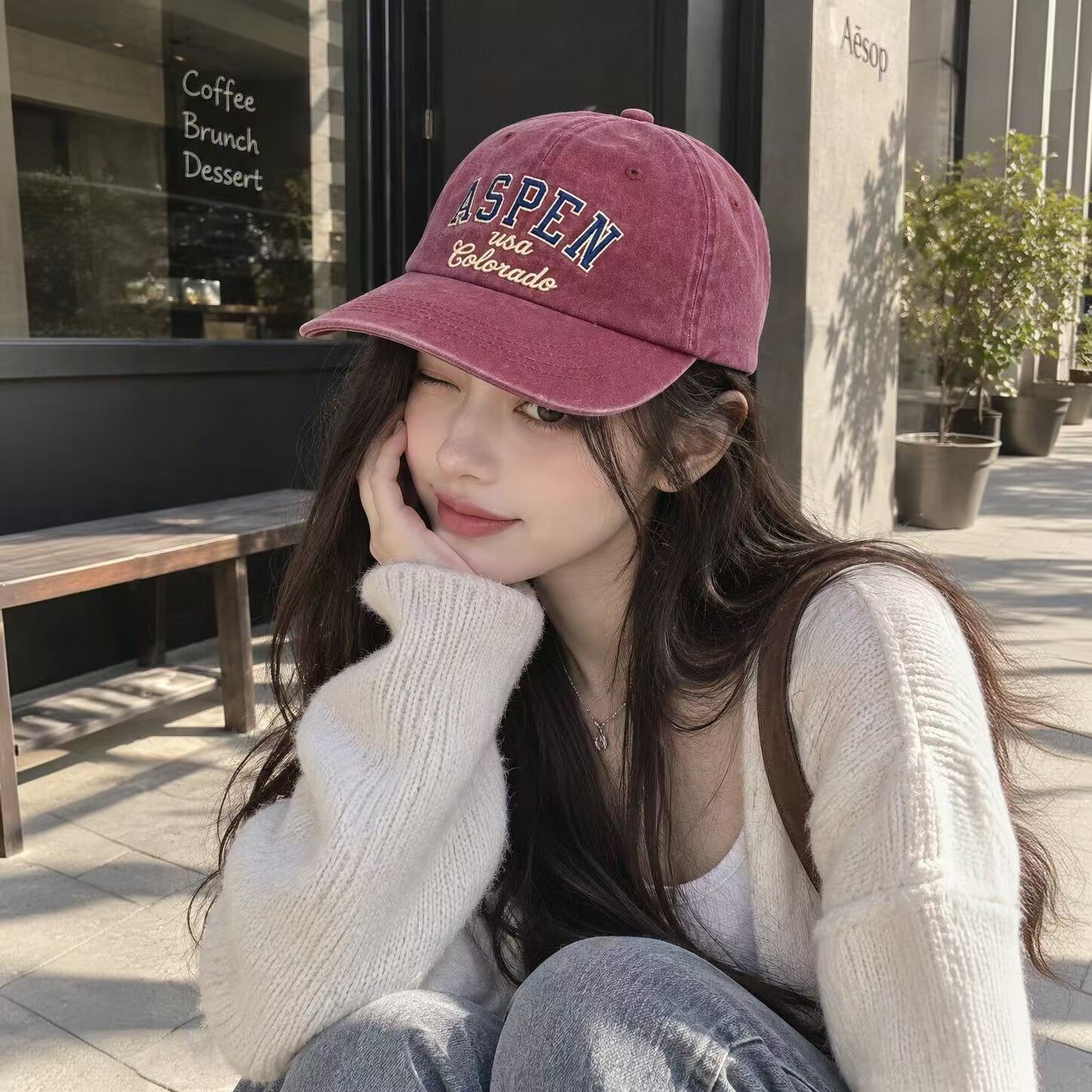 韩代美式做旧平檐帽棒球帽女款帽