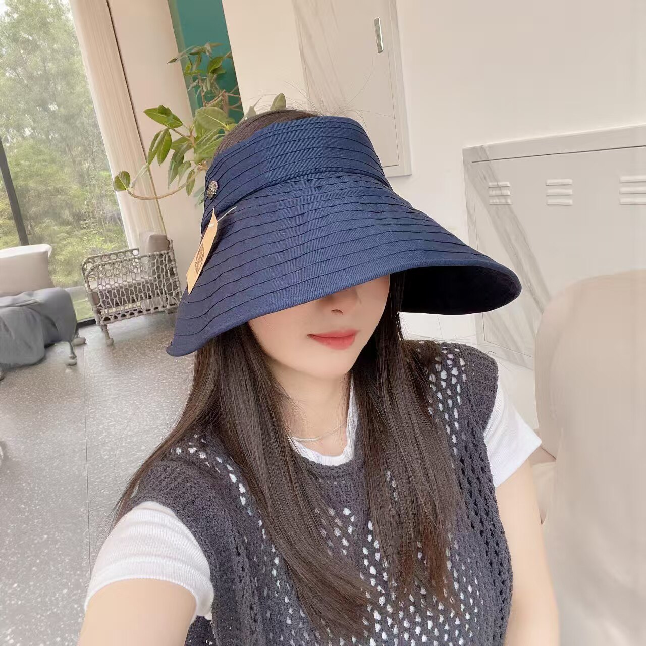 可折叠韩国夏季防晒帽女显脸小遮阳帽紫外线大帽檐遮脸空顶太阳帽