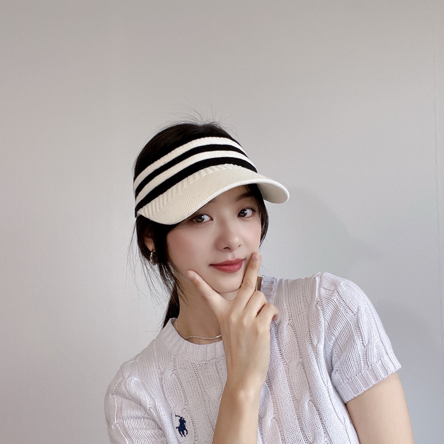 高尔夫针织棒球帽韩国正品代购户外运动女款防晒百搭简约空顶帽子