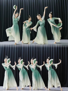 醉清波舞蹈演出服绿萝裙剧目舞古典舞飘逸套装裙裤渐变纱衣儿童