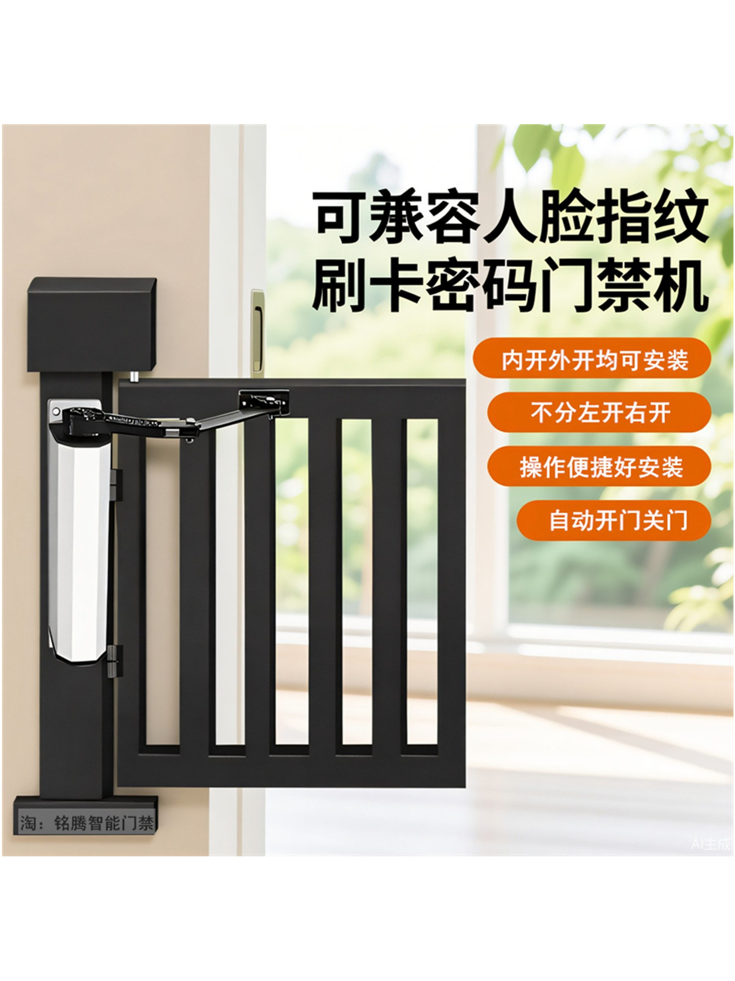 电动闭门器门禁小区广告门侧装曲臂机自动开门机平开门电机关门器