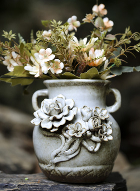 花瓶陶瓷浮雕新中式风实用工艺品