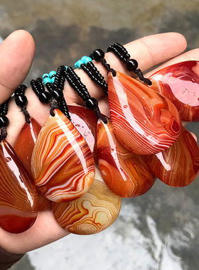 缠丝玛瑙手把件原石项链水滴吊坠