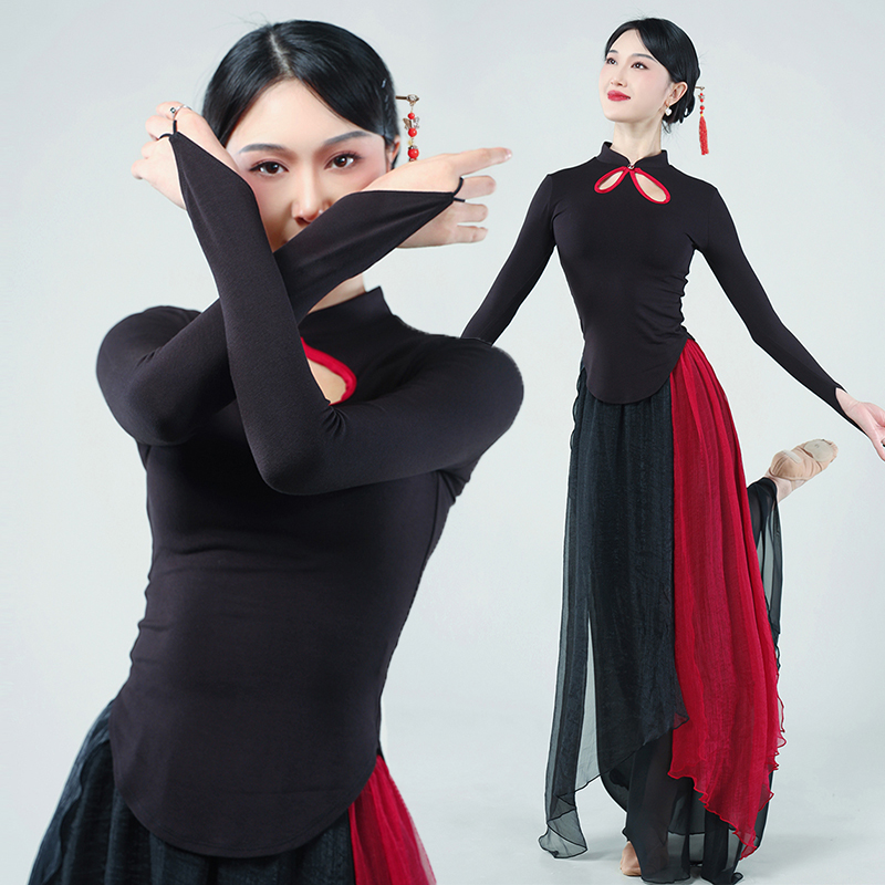 新款古典舞成人舞蹈服装女中国风现代民族舞黑色练功服演出服套装