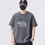 2025新款短袖t恤男士潮流圆领山系速写印花半袖衫6092P26，商品下架区，星座210A（原D326A）