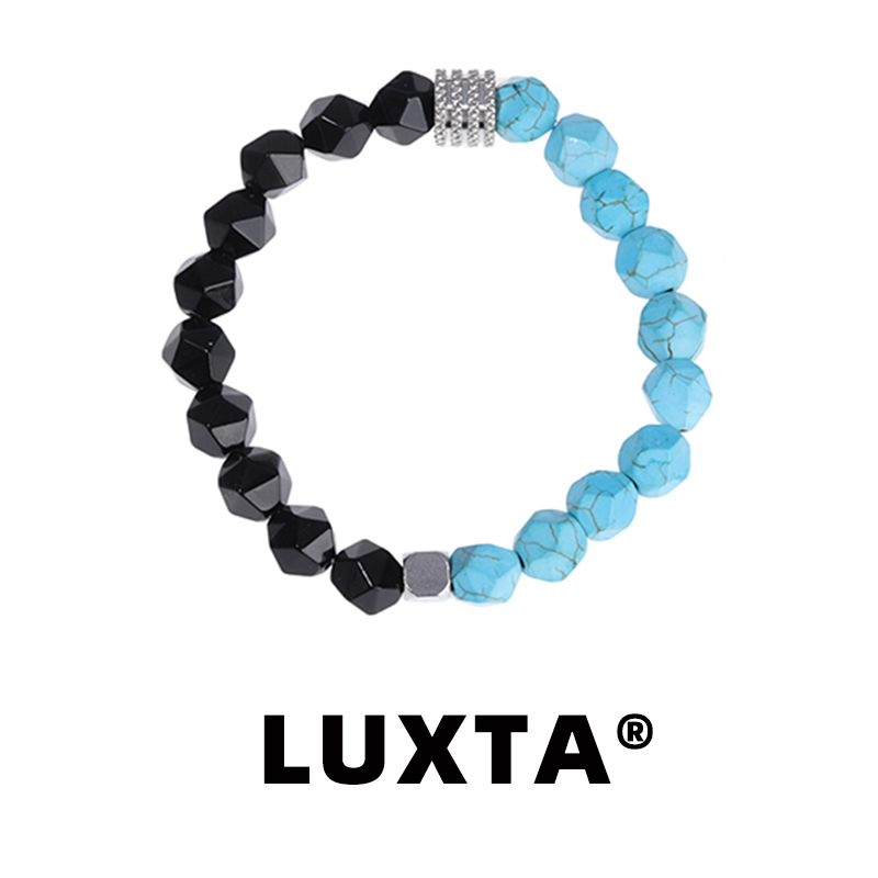 LUXTA黑曜石绿松石手链