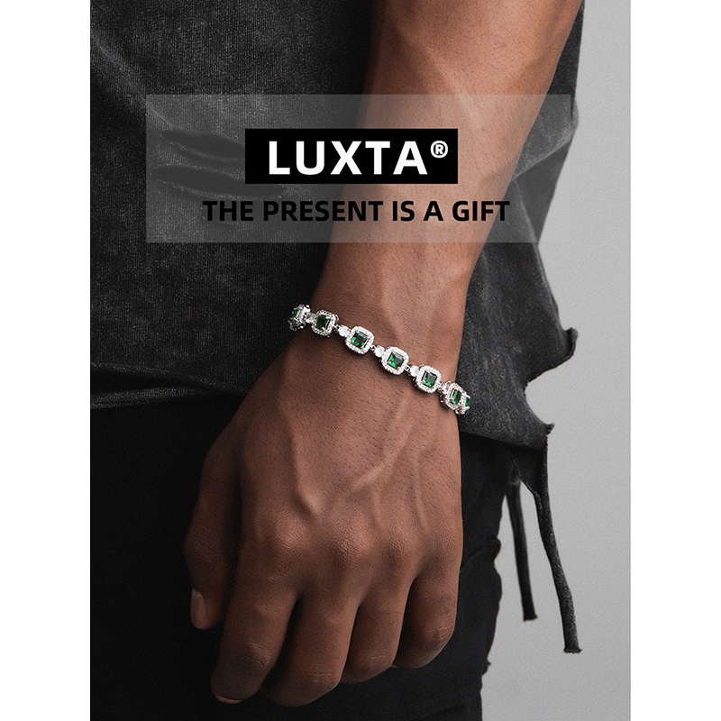 LUXTA男镀金绿石嘻哈手链