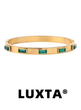 LUXTA嘻哈男金色绿宝石手镯