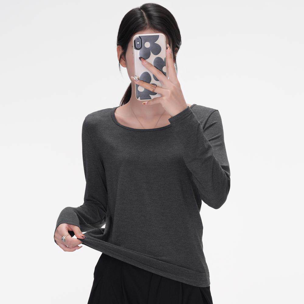 莫代尔打底衫女内搭长袖T恤U领2025年新款秋冬圆领可外穿黑色上衣