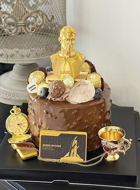 三角洲行动蛋糕装饰摆件插件插牌房卡金条金怀表酒杯男生男神生日