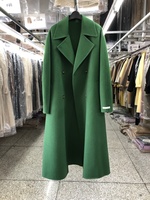 大连鸿博绿色双面羊绒大衣女中长款韩版秋冬新款宽松实拍毛呢外套