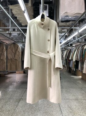立领双面羊绒大衣女中长款