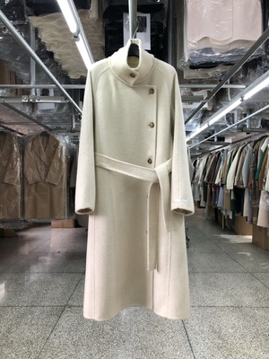 立领双面羊绒大衣女中长款