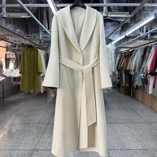 双面羊毛大衣女中长款25秋冬收腰显瘦裙摆伞型喇叭袖时尚毛呢外套