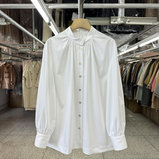 法式极简ROW风立领衬衫女 2025年春新款竹纤维宽松高级感中性衬衣