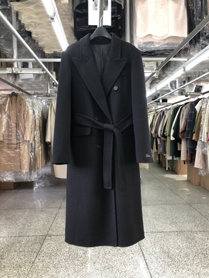 黑色双面羊毛大衣女中长款25秋冬新款韩版直筒西服双排扣毛呢外套