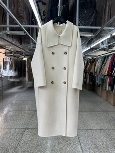 双面羊毛大衣女中长款 宽松立领慵懒风双排扣毛呢外套 25年秋冬新款