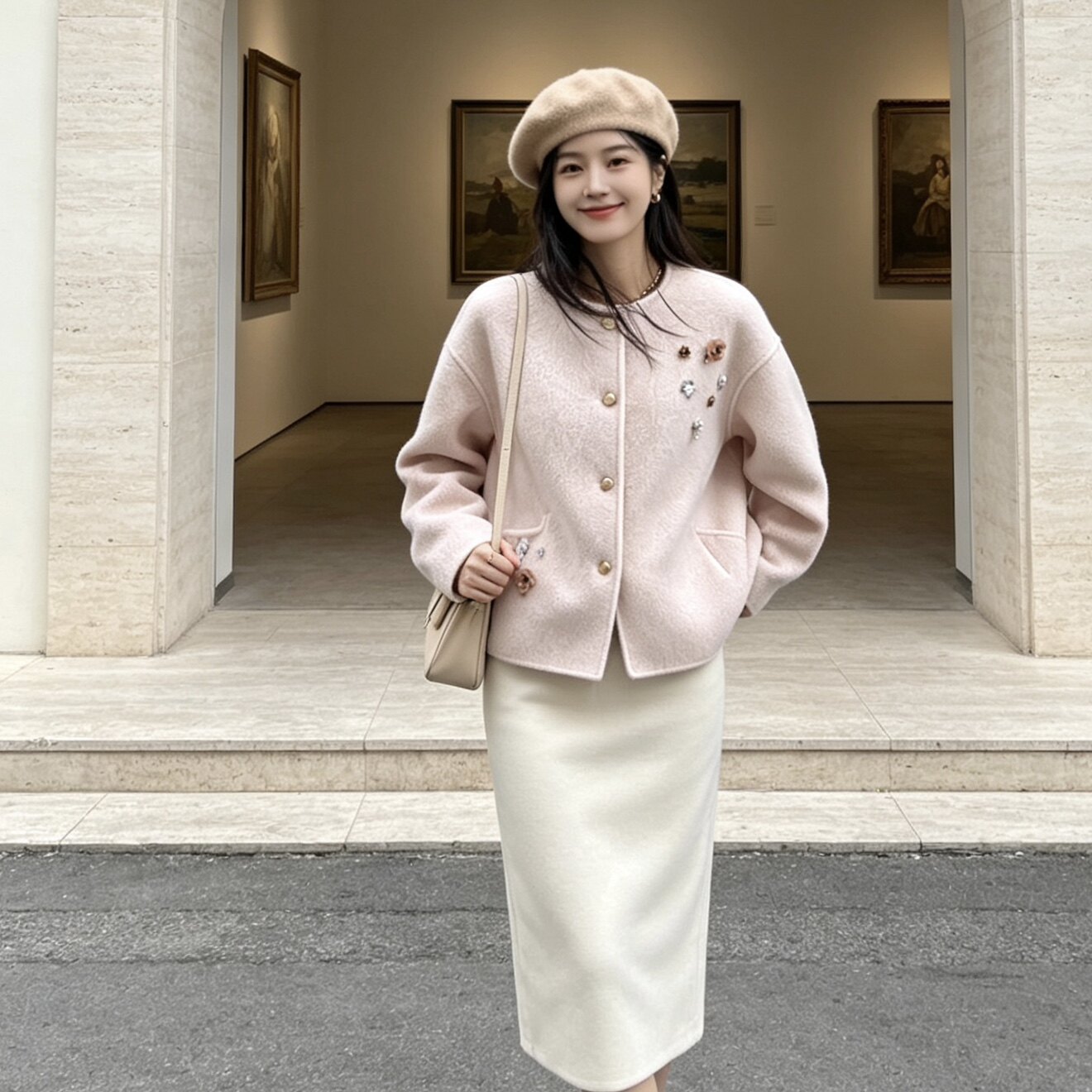 2026秋冬新款双面羊绒显瘦气质名媛淑女百搭毛呢羊毛外套女短款