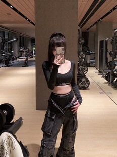 ROUGE DIAMOND badblood字母宽边长袖短款上衣内衣三角内裤套装