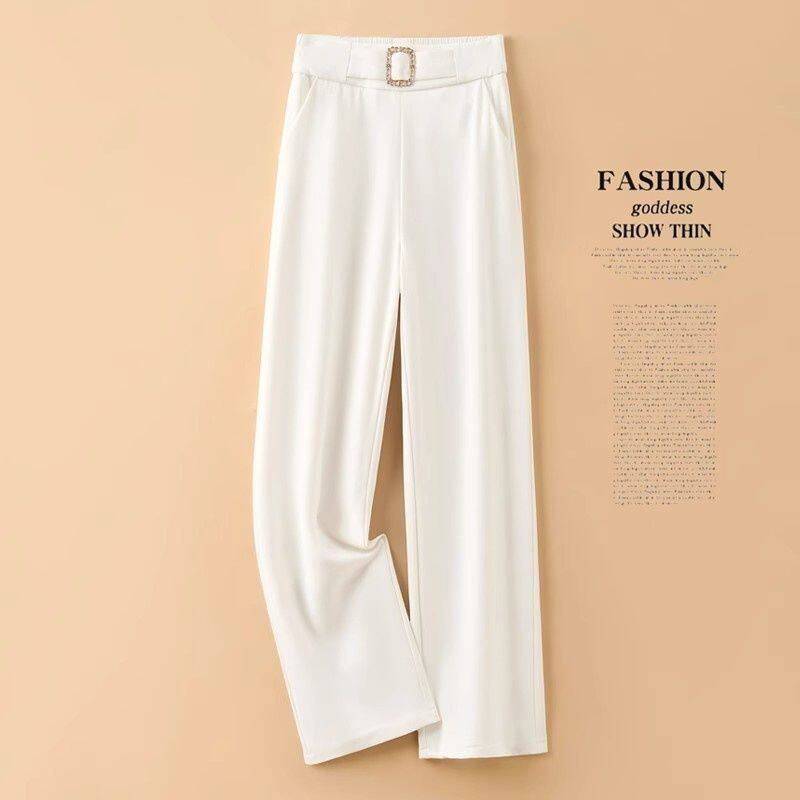 白色高档阔腿裤女2026新款春秋季高腰高级感垂感直筒小个子西装裤