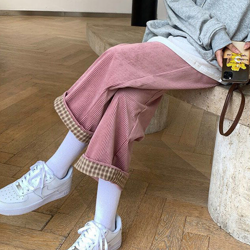 Non real corduroy pants spring and autumn 2021 new straight tube loose casual versatile wide leg pants