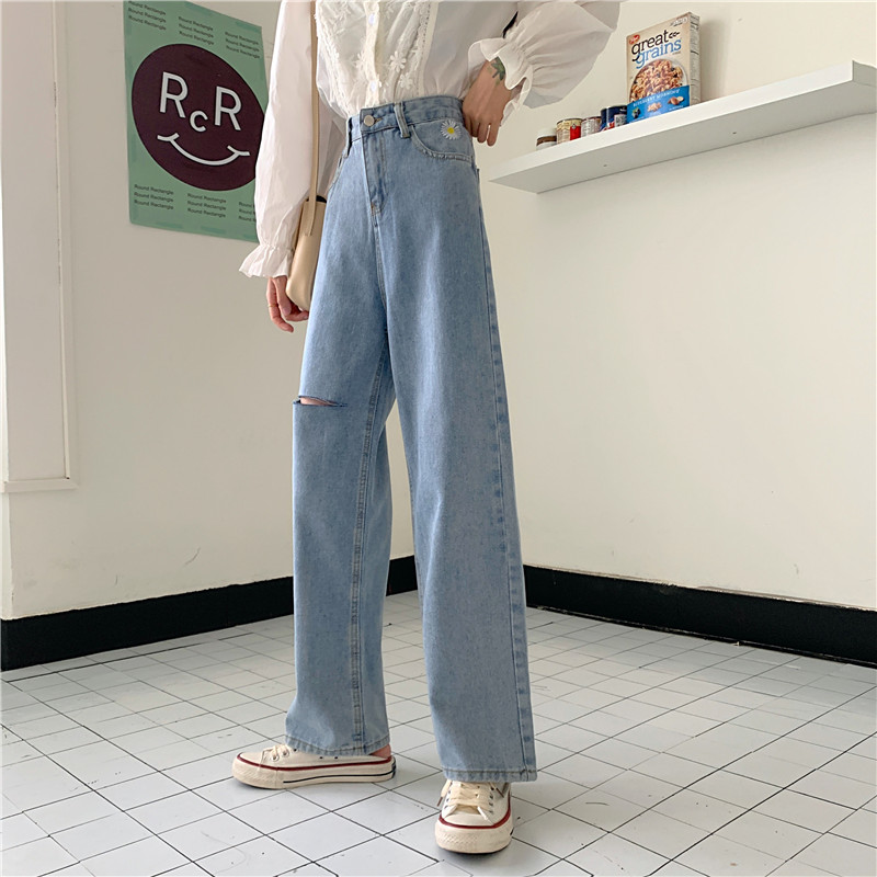 Korean high waisted and versatile straight leg wide leg mopping pants