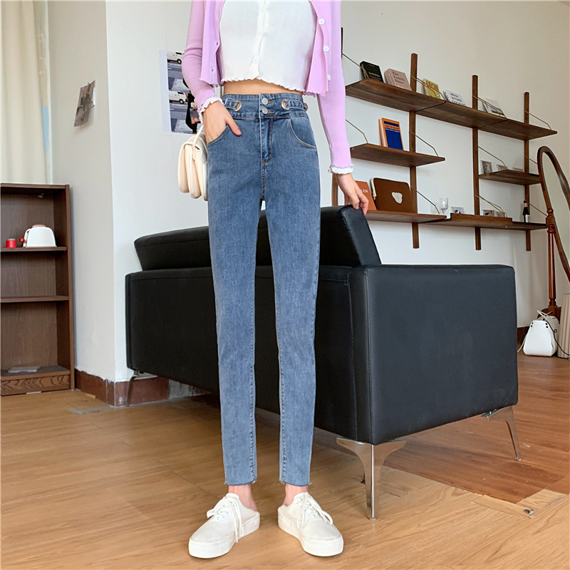 New high waist slim jeans for women in spring and summer