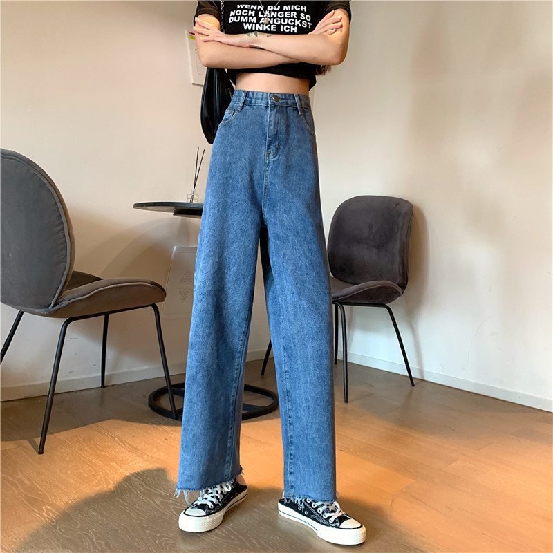Real shot 2020 new Korean version of high waisted and slim 100 tower loose and fashionable 9-point floor sweeping wide leg pants