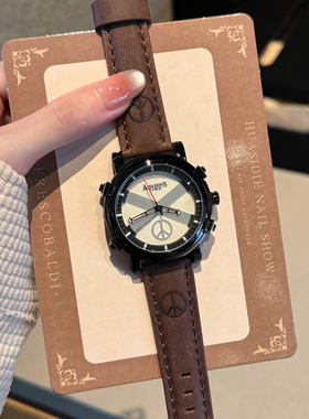 美式复古手表男女2025新款初高中学生静音公务员考试专用生日礼物