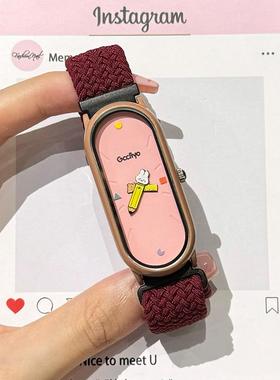 手表女学生初高中2025新款考试专用小米同款尼龙编织腕表情侣礼物