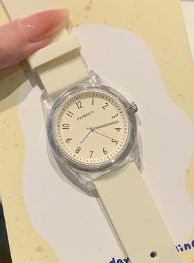 Linger手表女款学生初高中简约果冻腕表考试专用防水高颜值