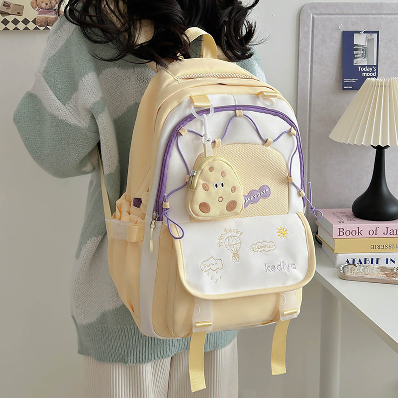 学院初中生风撞色可爱ins书包轻便双肩包大容量日系清新少女背包