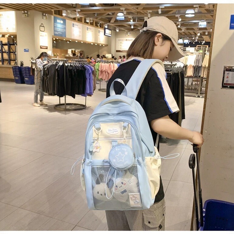 小学生书包女孩高颜值粉色初中女生小食量痛包可爱大容量双肩