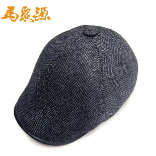 马聚源帽子秋冬新款羊毛混纺报童帽时尚百搭休闲保暖鸭舌帽