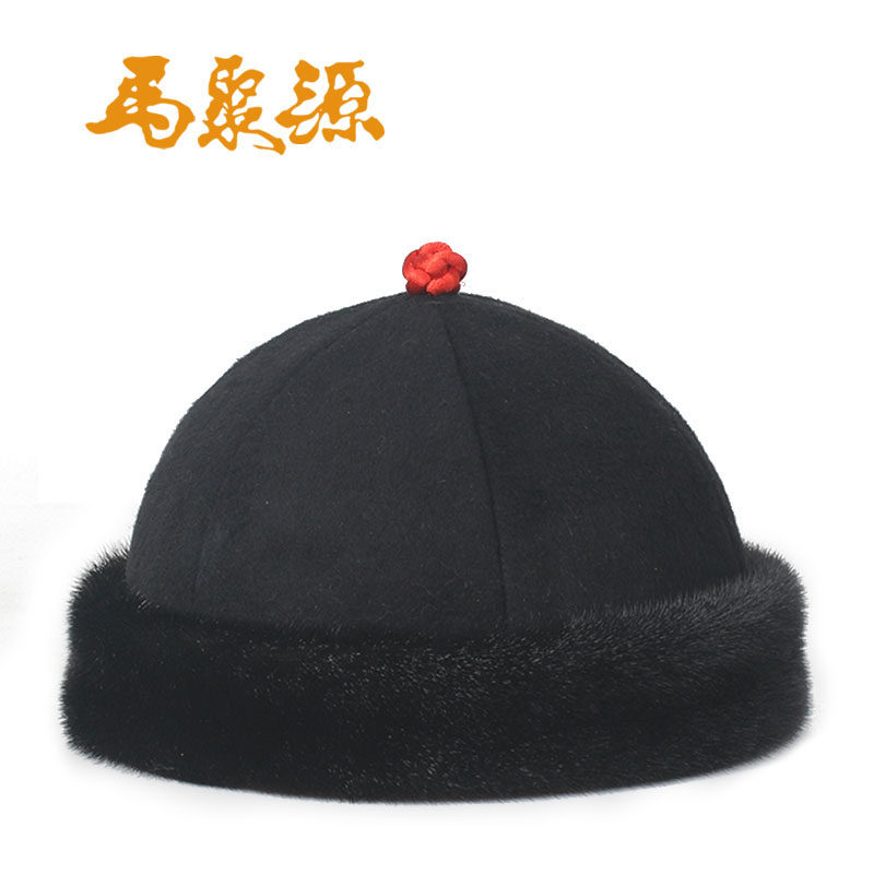 中华老字号北京马聚源男士传统休闲单帽呢子地主帽海豹毛