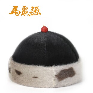 马聚源圆顶冬季防寒保暖朱砂海豹毛地主帽