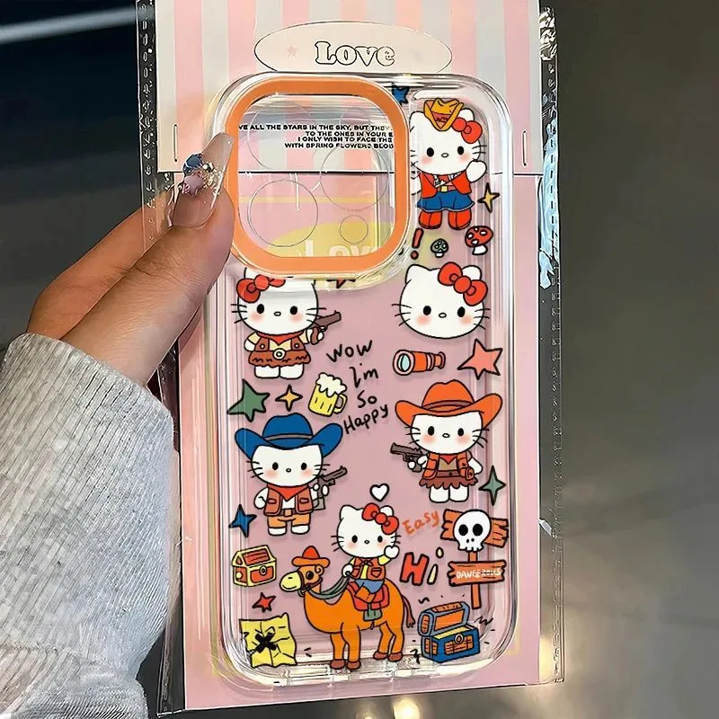 牛仔凯蒂适用于苹果17PROMAX手机壳iPhone16网红15卡通13软壳12/X