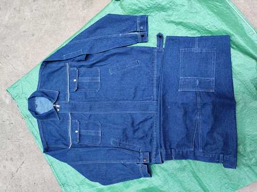 纯棉加厚牛仔工作服多斗反光绳加厚耐磨耐脏电焊服