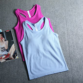 带胸垫无袖 健身衣健身背心女固定罩杯透气速干训练瑜伽运动上衣