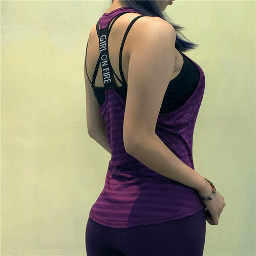 超薄弹力宽松工字女长款运动背心