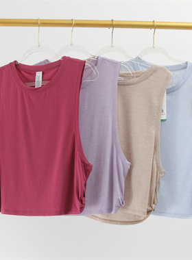 绵羊毛莱赛尔短款运动背心女无袖速干撸铁跑步宽松健身衣运动上衣