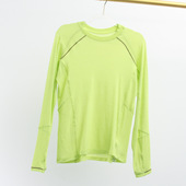 美利奴羊毛长袖 T恤女抗菌防臭撞色肩线收腰显瘦户外运动爬山健身1