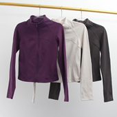 秋冬薄绒全拉链小立领收腰塑形紧身跑步健身跳操透气速干运动外套