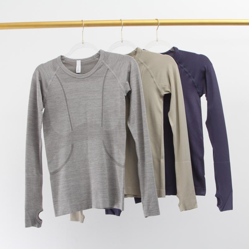 显直角肩！更显瘦！瑜伽服女上衣速干圆领运动跑步透气修身长袖