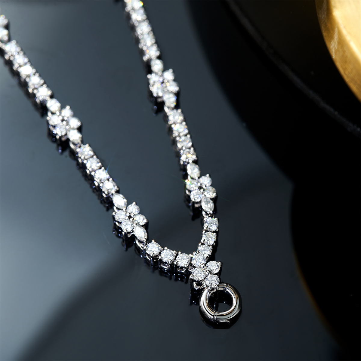 喜鉆18K金滿鉆萬能扣百搭項鏈