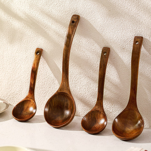 汤勺家用喝汤嗦粉长柄大号木勺子