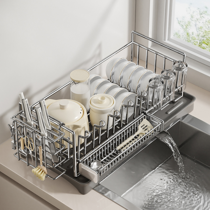 不锈钢碗碟沥水架厨房水槽台面架