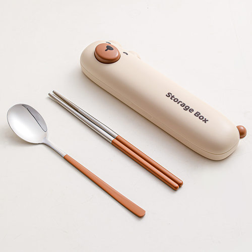 不锈钢筷子勺子套装便携餐具盒