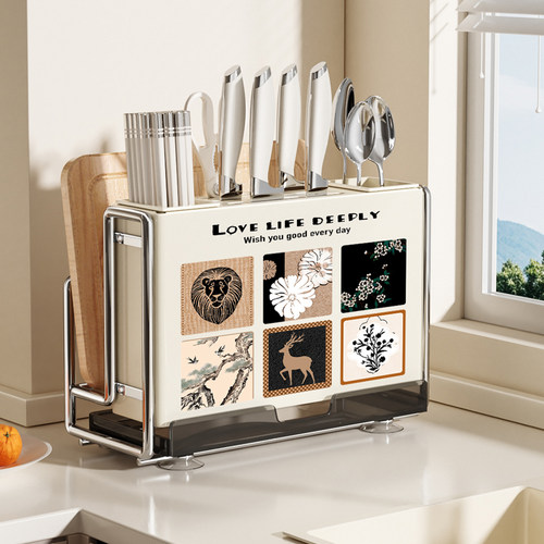 刀架置物架2025新款厨房多功能放菜刀筷子笼菜板架一体刀具收纳架