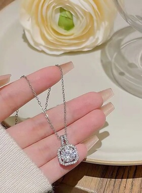 跨境爆款精工锆石方钻项链女韩版ins轻奢时尚仿莫桑石锁骨链